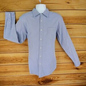 J. Crew Dress Shirt w/ Pocket Mens SizeL Blue 80's 100% 2-Ply Cotton Long Sleeve